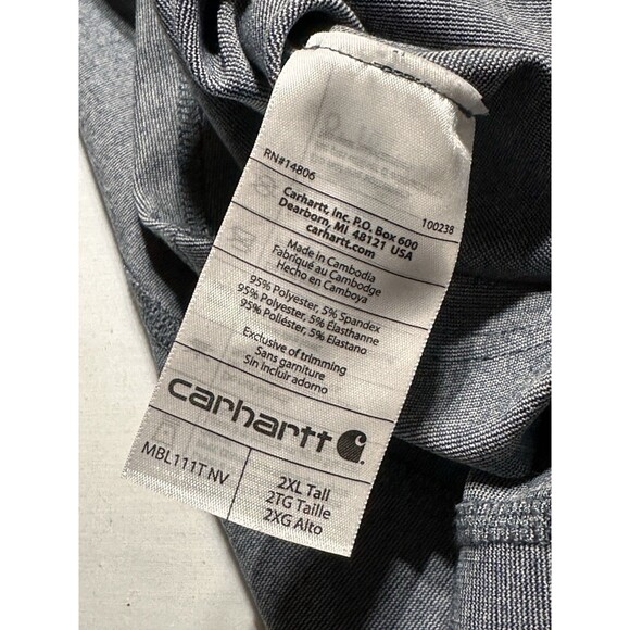 Carhartt Force Shirt Mens 2XL Tall Base Layer Midweight 1/4 Zip Workwear Utility - Picture 8 of 10